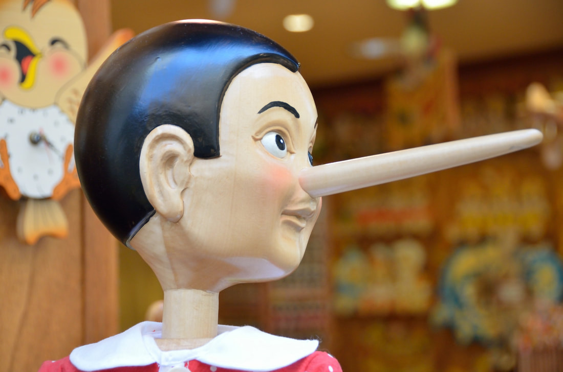 Pinocchio liar with long nose 